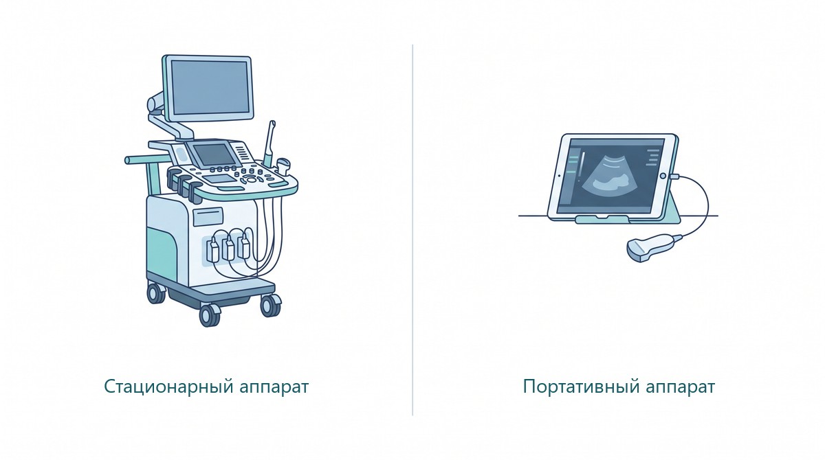 Сравнение стационарного и портативного УЗИ-аппарата
